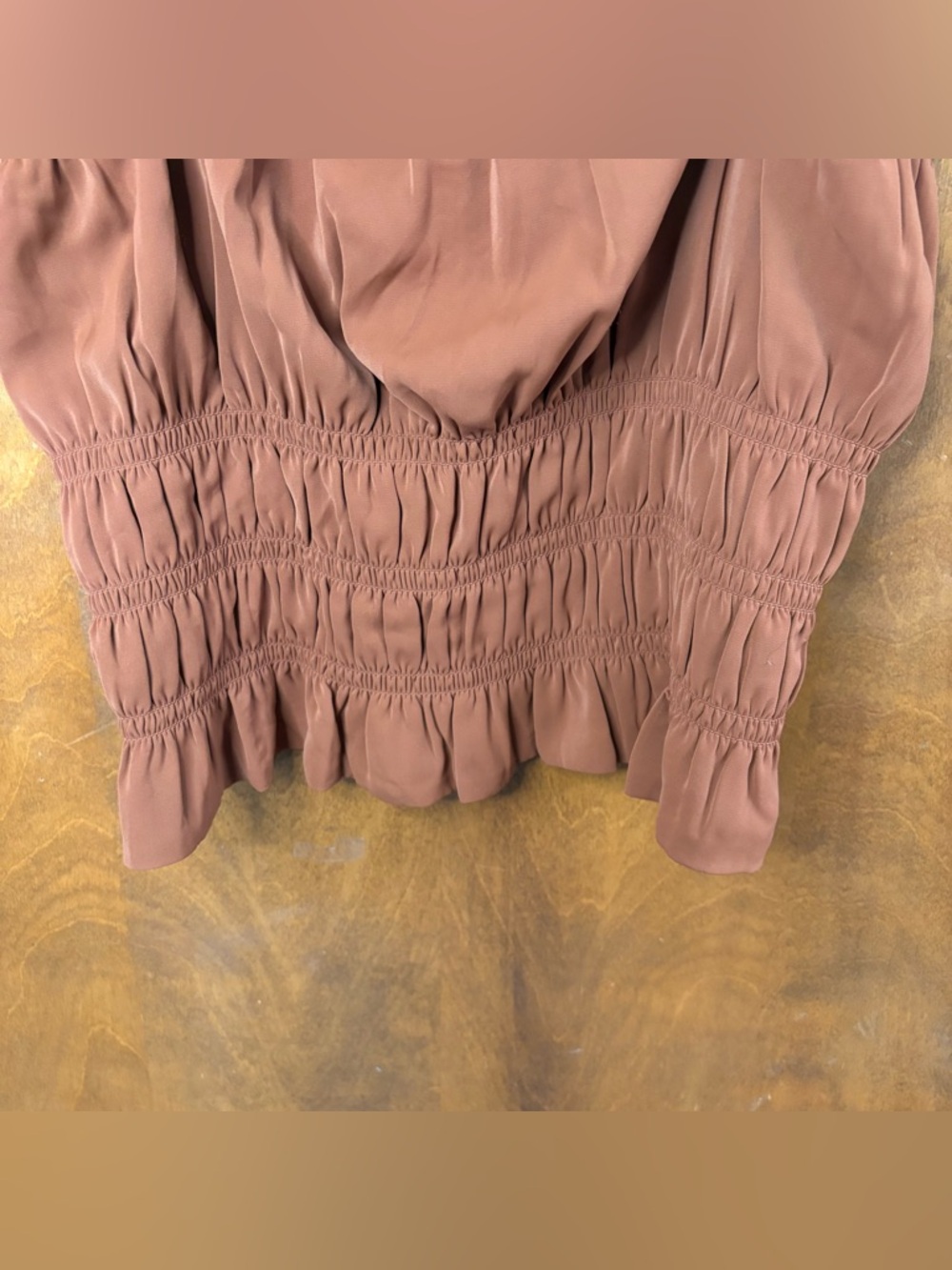 Abercrombie & Fitch Chocolate Brown Smocked Flutter Sleeve Milkmaid Top Y2K Boho - Picture 7 of 10